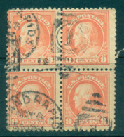 USA 1917-19 Sc#509 9c Salmon Red Franklin Perf 11 No Wmk Blk 4 FU Lot69216 - Autres & Non Classés