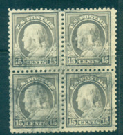 USA 1917-19 Sc#514 15c Grey Franklin Perf 11 No Wmk Blk 4 FU Lot69252 - Autres & Non Classés