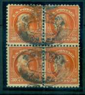 USA 1917-19 Sc#516 30c Orange Red Franklin Perf 11 No Wmk Blk 4 FU Lot69279 - Other & Unclassified