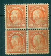 USA 1917-19 Sc#516 30c Orange Red Franklin Perf 11 No Wmk Blk 4 FU Lot69280 - Autres & Non Classés