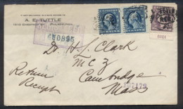 USA 1918 Washington, 2x5c, 3c Plate Number Registered To Massachusets Cover - Sonstige & Ohne Zuordnung