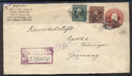 USA 1922 Washington -Franklin Uprated PS Cover Registered To Germany - Altri & Non Classificati