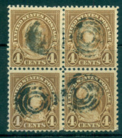 USA 1922-25 Sc#556 4c Martha Washington Blk 4 P11 (Flat Plate) FU Lot67806 - Autres & Non Classés