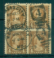 USA 1922-25 Sc#556 4c Martha Washington Blk 4 P11 (Flat Plate) FU Lot67807 - Autres & Non Classés
