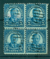 USA 1922-25 Sc#557 5c Roosevelt Blk 4 P11 (Flat Plate) FU Lot67812 - Andere & Zonder Classificatie
