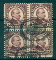 USA 1922-25 Sc#564 12c Cleveland Blk 4 P11 (Flat Plate) FU Lot67826 - Other & Unclassified