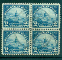 USA 1922-25 Sc#572 $2 US Capitol Perf 11 (Flat Plate)Blk 4 FU Lot68136 - Autres & Non Classés