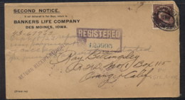 USA 1923 12c Franklin Registered Cover To California, Bankers CC - Altri & Non Classificati