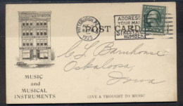 USA 1923 1c Washington Advertising Card, Musical Instruments - Autres & Non Classés