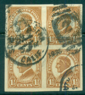 USA 1923-25 Sc#576 1.5c Harding Side Face IMPERF (Flat Plate) Blk 4 FU Lot68057 - Andere & Zonder Classificatie
