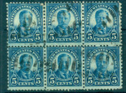 USA 1926-34 Sc#637 5c Roosevelt P 11x10.5 (Rotary) Blk 6 FU Lot67947 - Sonstige & Ohne Zuordnung