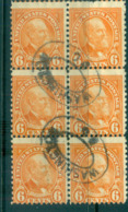 USA 1926-34 Sc#638 6c Garfield P 11x10.5 (Rotary) Blk 6 FU Lot67960 - Sonstige & Ohne Zuordnung