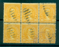 USA 1926-34 Sc#642 10c Monroe P 11x10.5 (Rotary) Blk 6 FU Lot67986 - Autres & Non Classés