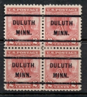 USA 1928 Sc#645 Valley Forge, Precancel Duluth Minn Blk4 FU - Voorafgestempeld