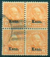 USA 1929 Sc#664 6c Garfield Kans. Opt. Blk 4 FU Lot68124 - Other & Unclassified