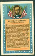 USA 1930sLincoln's Gettysburg Address,color Print, Unused - Autres & Non Classés