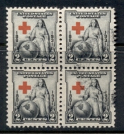 USA 1931 Sc#702 Red Cross Blk4 FU - Sonstige & Ohne Zuordnung