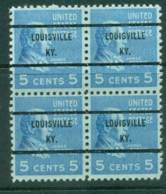 USA 1938-54 Precancel Kentucky Louisville 5c Blk 4 FU (lot22932) - Voorafgestempeld