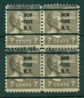 USA 1938-54 Precancel New York New York 7c Dated Blk 4 FU (lot23086) - Voorafgestempeld
