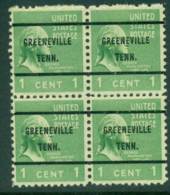 USA 1938-54 Precancel Tennessee Greenville 1c Blk 4 FU (lot23150) - Voorafgestempeld