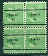 USA 1938-54 Precancel Virginia Norfolk 1c Blk 4 FU (lot23181) - Voorafgestempeld