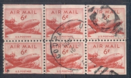 USA 1949 Sc#C39a DEC4 Skymaster 6c Booklet Pane FU - Andere & Zonder Classificatie