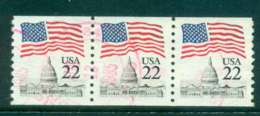 USA 1985 Sc#2115 22c Flag Over Capitol Dome Coil P#11 Str 3 FU Lot47372 - Rollenmarken (Plattennummern)