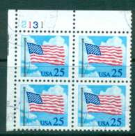 USA 1988 Sc#2278 25c Flag P#2131 Blk 4 FU Lot47451 - Andere & Zonder Classificatie