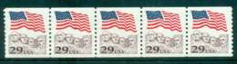 USA 1991 Sc#2523 29c Flag Over Mt Rushmore Coil P#1 Str 5 MUH Lot47510 - Rollen (Plaatnummers)