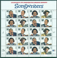 USA 1996 American Music Songwriters Pane 20 MUH Lot33751 - Feuilles Complètes