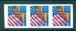 USA 1996 Sc#2915A 32c Flag Over Porch Coil Str 3 PN#99999 Die Cut 9.8 MUH Lot48281 - Rollen (Plaatnummers)