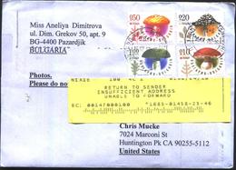 Mailed Cover (letter) With Stamps  Mushrooms 2014  From Bulgaria - Lettres & Documents