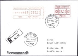 1984 Lettre Recommandé Luxembourg Vers Moers, 2 Timbres De Distributeurs 053.00, 07.00 P270, P2501 - Storia Postale