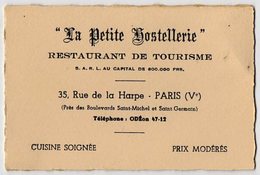 VP13.622 - CDV - Carte De Visite ¨ LA PETITE HOSTELLERIE ¨ Restaurant De Tourisme à PARIS Rue De La Harpe - Cartes De Visite