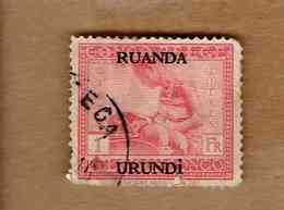 RUANDA URUNDI.(COB-OBP)  1924 - N°72  *CONGO BELGE SURCHARGES RUANDA URUNDI*    1F  Oblitéré - Usados