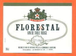 étiquette Ancienne De Vin Table Rouge Florestal La Maison Du Vin à Auboué - 98 Cl - Leones