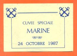 étiquette Ancienne De Vin Cuvée Spéciale Marine 24 Octobre 1987 - 75 Cl - Military