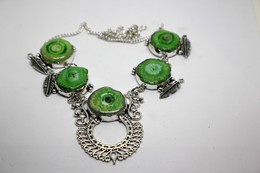 3908 - Collana Di Quarzo Solare Verde Misura Cm. 48 - Collares/Cadenas