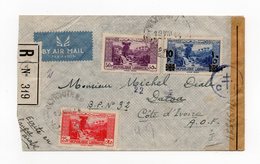 !!! PRIX FIXE : LIBAN, LETTRE RECOMMANDEE DE BEYROUTH POUR DALOA (AOF) DE 1944 CACHET DE CENSURE FRANCE LIBRE - Covers & Documents