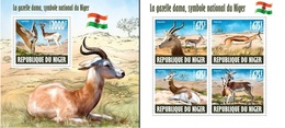 Niger 2013, Animals, Gazelle, Flag Of Niger, 4val In BF+BF - Francobolli