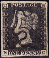 1840 Penny Black Vollrandig Mit Schwarzem Malteserkreuz Stempel; Kleiner Eckbug - Gebruikt