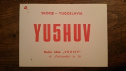 Carte QSL - YU5HUV - Skopje - Yugoslavia - Radio Amatoriale