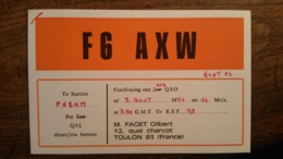 Carte QSL - F6AXW - Toulon (83) - Radio-amateur