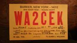 Carte QSL - WA2CEK - Niagara County (USA) - Barker, New York - Amateurfunk