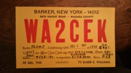 Carte QSL - WA2CEK - Niagara County (USA) - Barker, New York - Radio Amateur