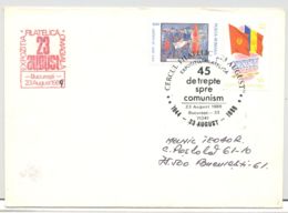 SOCIALIST REPUBLIC NATIONAL DAY, AUGUST 23, SPECIAL POSTMARK AND STAMPS ON COVER, 1989, ROMANIA - Brieven En Documenten