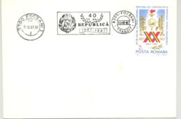 SOCIALIST REPUBLIC NATIONAL DAY, AUGUST 23, SPECIAL POSTMARK AND STAMP ON COVER, 1987, ROMANIA - Brieven En Documenten