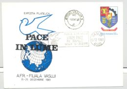 WORLD PEACE PHILATELIC EXHIBITION, SPECIAL COVER, 1981, ROMANIA - Storia Postale