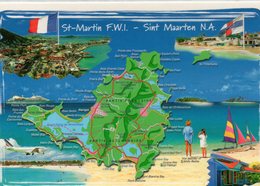 Guadeloupe Saint-Martin DOM TOM Certe Géographique Map - Saint Martin