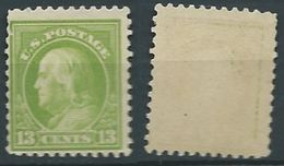 VEREINIGTE STAATEN ETATS UNIS USA 1917-19 P.11 WASHINGTON APPLE GREEN 13C MNH SC 513 YV 211 TYPE A MI 235 C SG 520 - Unused Stamps